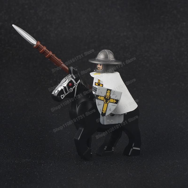 Medieval Knight Serie Figures Building Blocks Warrior Soldiers Guards Lion Heart Hospital Teutonic Knight Battle Pastor Kid Gift