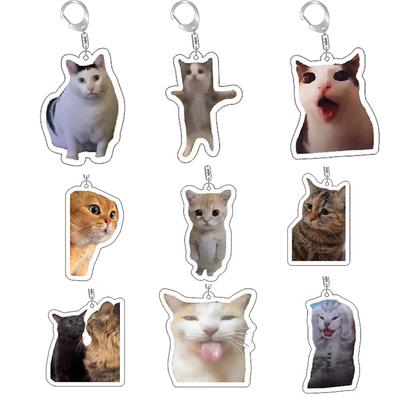 Funny Cat Memes Series Keychain Student Gift Bag Lanyard  Women's Bag Pendant Keychain Cute Things Cheap Gift for Best Friends