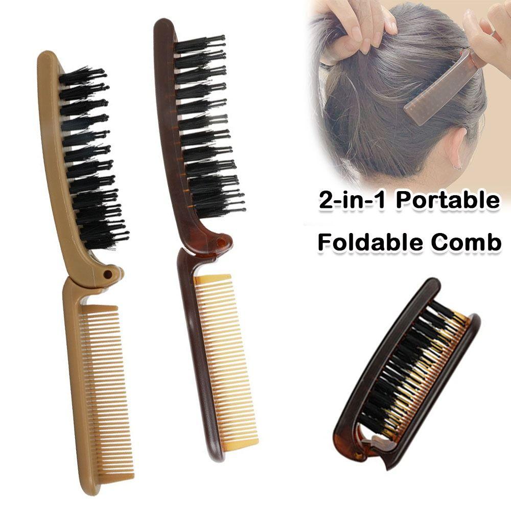 New 2-in-1 Foldable Comb Anti Static Straight Curly Dual Purpose Fluffy Comb Hair Comb Hairdressing Tool