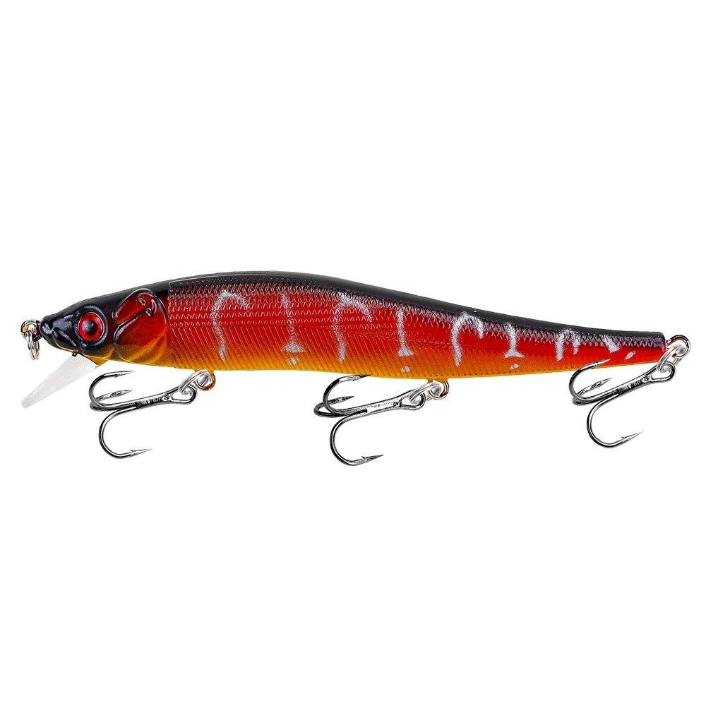 1Pcs Fishing Lure 115mm Minnow Crankbait Wobblers 3D Eyes Perch Artificial Bait Pike Carp Bait Swim Bait Fishing Pesca Bass Perch SwimBait Accessories