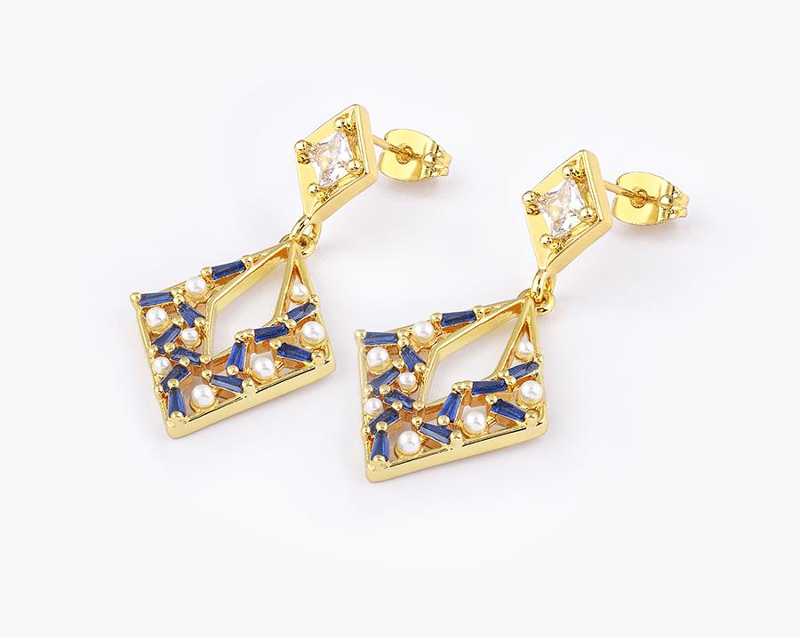 Nidin Japan and Korea New Fashion Long Drop Earrings Inlaid Zircon Pearl Shiny Temperament Ear Jewelry Anniversary Party Gifts