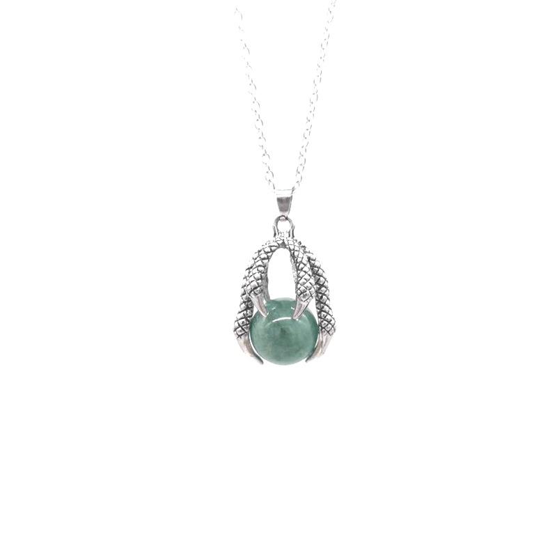 Domineering Dragon Claw Natural Stone Round Ball Ball Necklace Pendant Necklace