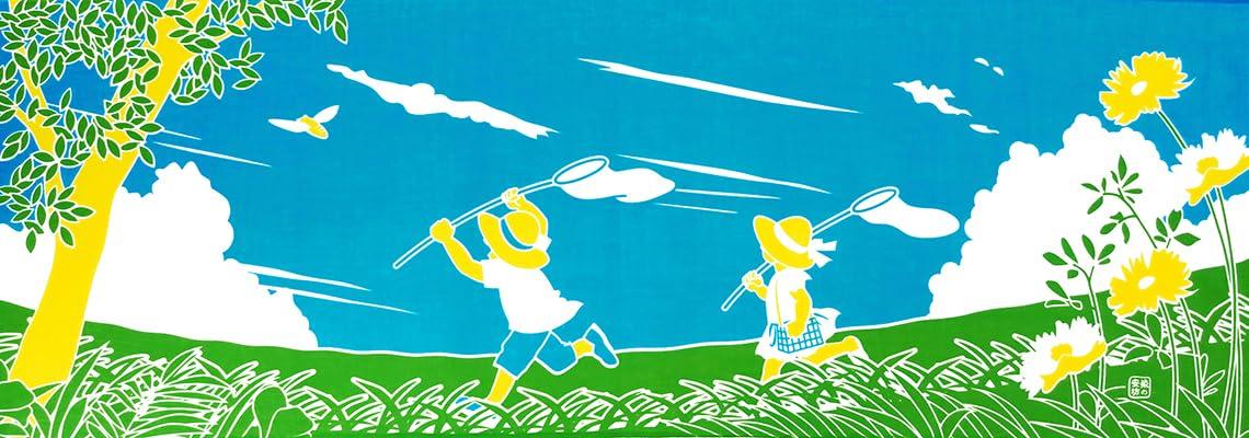 

Dyeing Anbo Hand Towel Authentic Dyed Cotton Tokuoka Made in Japan 35cm x 100cm Insect Catcher 100% синій