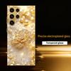 Elegant Golden Flower Sparkle phone case glass s26 ultra case s25 ultra case for Samsung Galaxy S26 S25 S24 S23 S22FE Ultra Plus