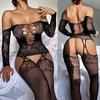 Mesh Hollow Teddies Bodysuit Erotic Costumes  Sexy Lingerie For Women Crotchless Bodysuits Fishnet Garter Belt Body Stockings