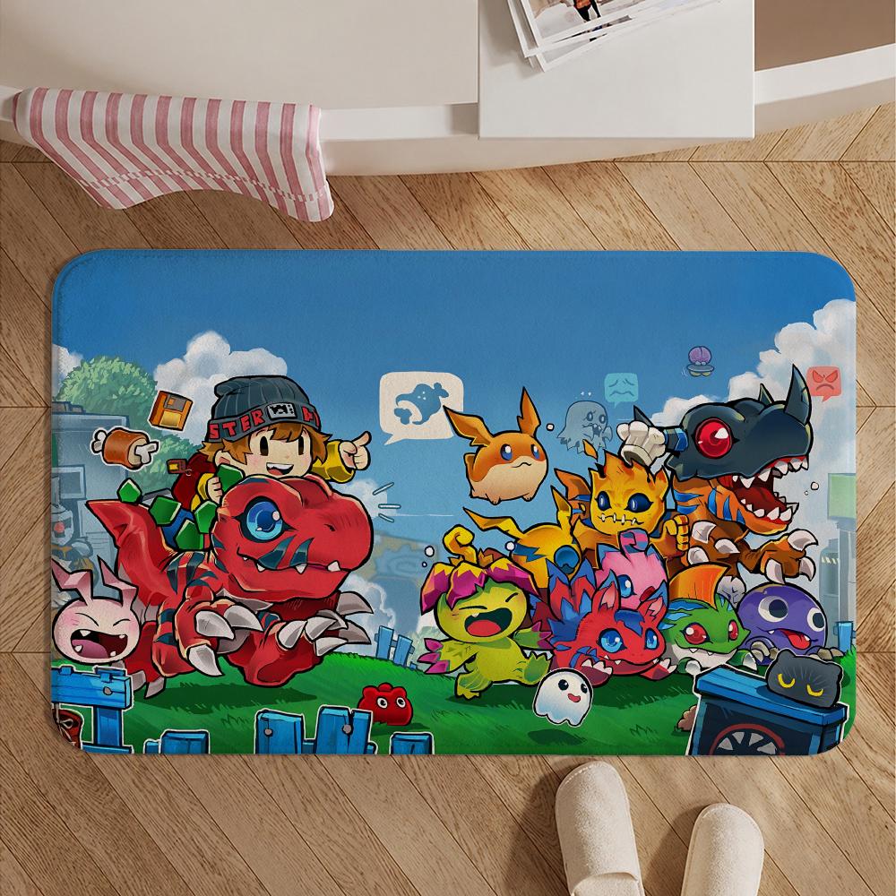 Anime-Digimon AdventureS Floor Mat Soft Non-Slip Bath Mat, Bedside Carpet, Absorbent Doormat for Home