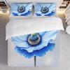 3-Piece Bedding Pillowcase Quilt Cover Set Blue Flower 2D Digital Printing Suitable For Bedroom Dormitory Decoration
