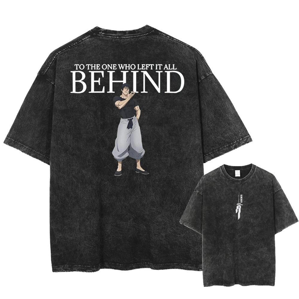Anime Jujutsu Kaisen Fushiguro Toji Graphic T-shirt Vintage Washed Oversized T Shirt Casual Cotton Short Sleeve Comfortable Female Male Clothing