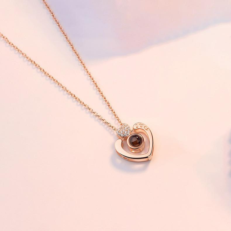 Double Love Temperament Versatile I Love You Projection Collarbone Chain