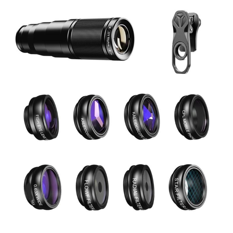 Phone Lens Set Kaleidoscope Wide Angle Macro Lens 22X Telephoto Fisheye Lens for Phone 16 15 14 13 Phone Camera Lens 1