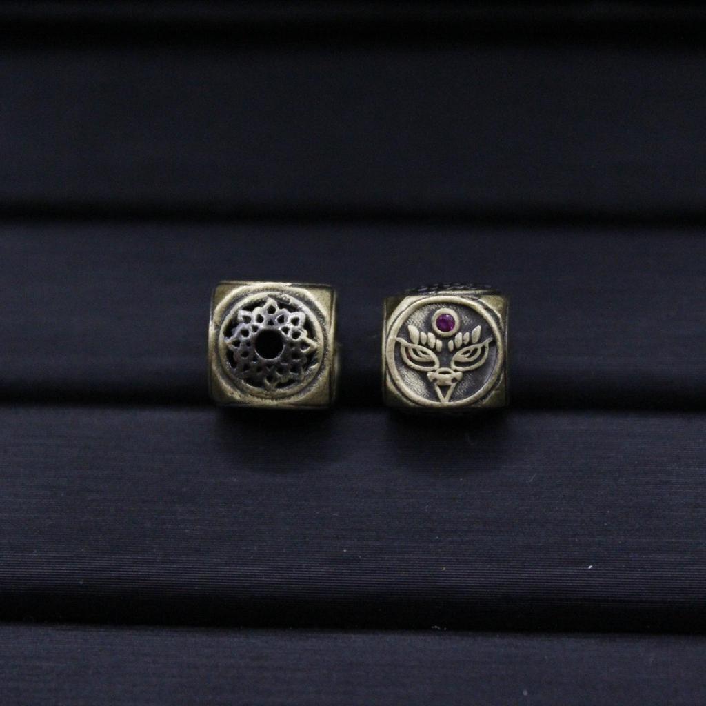Tibetan Antique Bronze Jambhala Zircon Spacer Beads for DIY Brass Jewelry