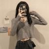 V-neck inner solid color knitted sweater women's autumn and winter 2025 new design niche sweater short