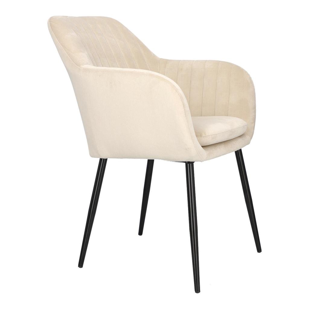 Emilia Velvet cream upholstered chair with armrests