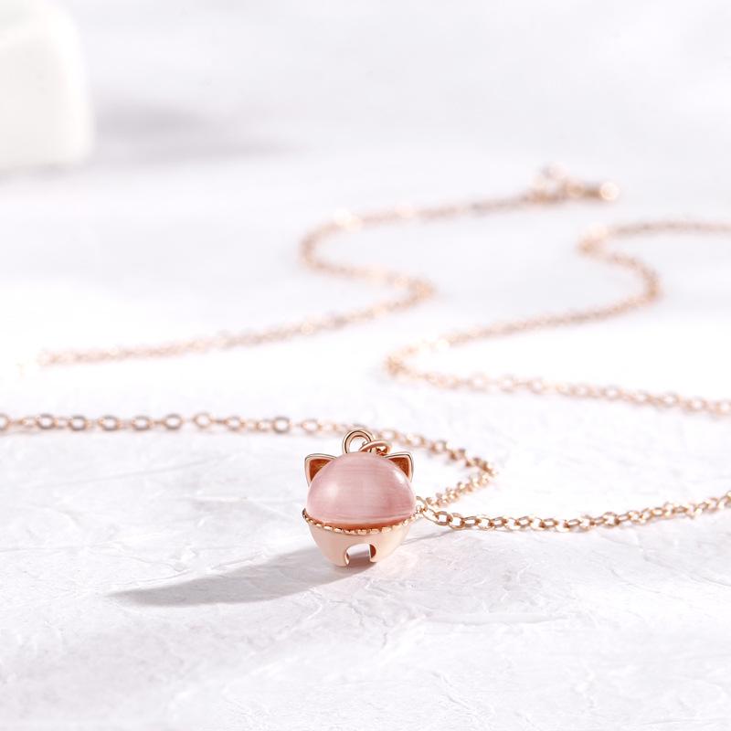 Glückliche katze glocke halskette weibliche Koreanische version schlüsselbein kette kreative tier Mori süße anhänger