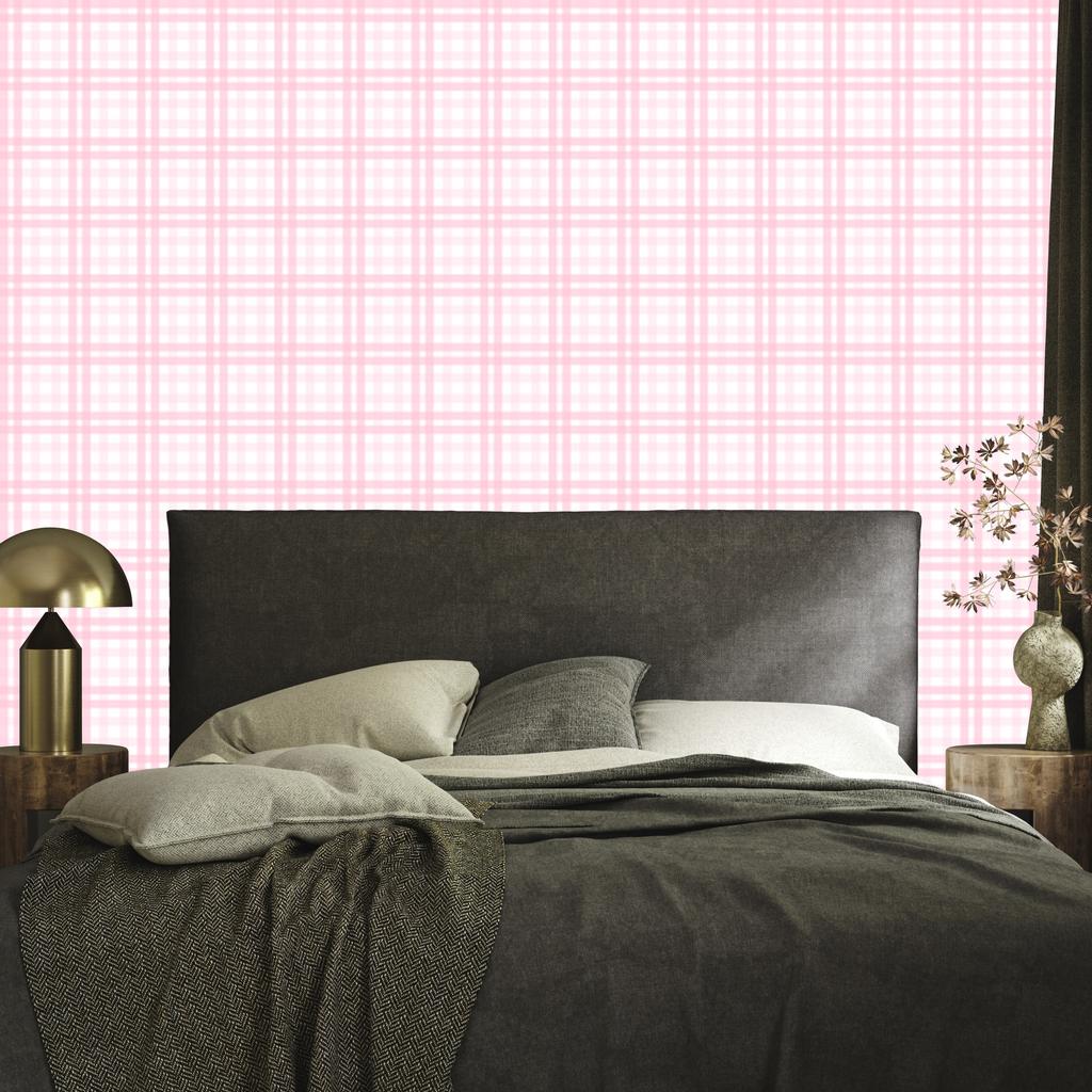 Pink Checkered Wallpaper, White and Powder Pink, for Living Room and Bedroom, 50x1000