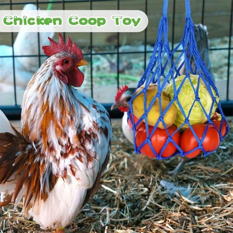 F26C Chicken Feeder Hanging Feeder Mesh Bag Fruit Holder For Chickens And Farm Bird