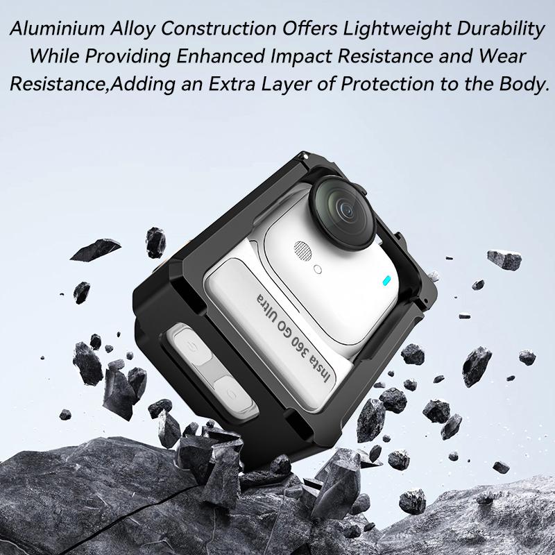 Metal Frame Camera Cage for Insta360 GO Ultra Aluminum Case Protective Frame Multifunctional Extension Accessory Snap-Locking