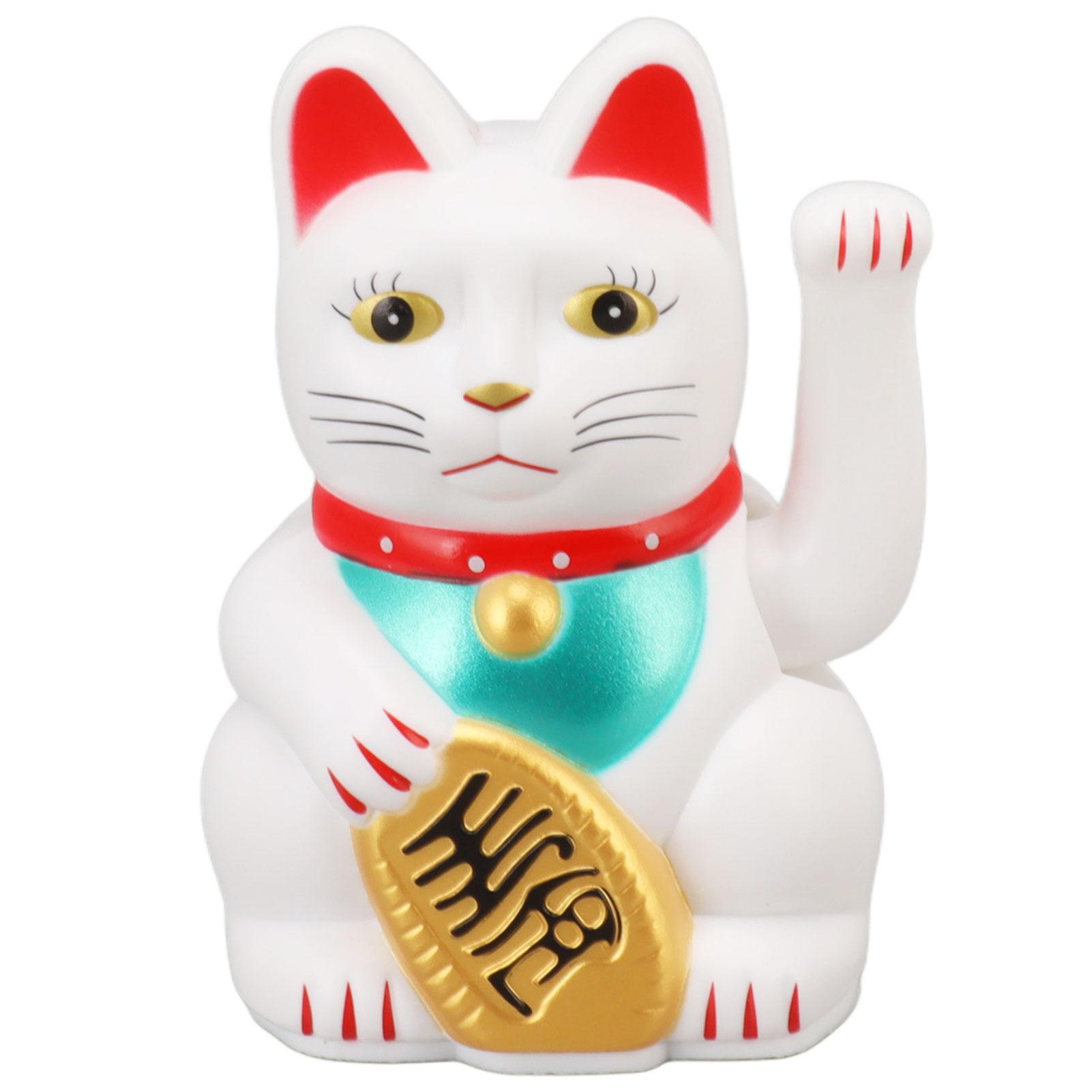 

4-дюймовий декор Lucky Cat, махаючи рукою, привітний кіт для домашнього столу, орнамент, подарунок, золото білий