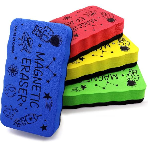 IHPUKIDI Dry Erase Eraser, Magnetic Whiteboard Eraser 4 Pack White Board Erasers, Dry Eraser for Whiteboard, Chalkboard, and Glass, Perfect for A-space-4 Pack