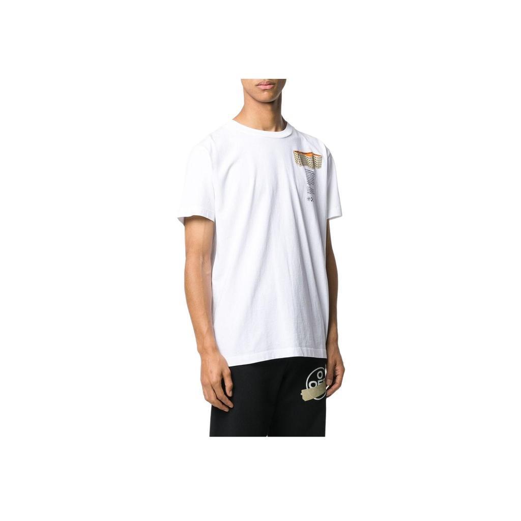 Off-White Letter Pattern Printed Crew Neck Short Sleeve T-Shirt Men Tops Gray White OMAA027R201850070188