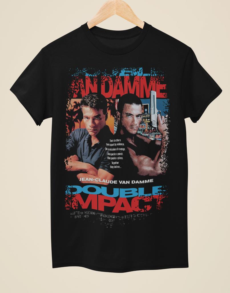 Double Impact Movie Poster Inspired Unisex Black TShirt