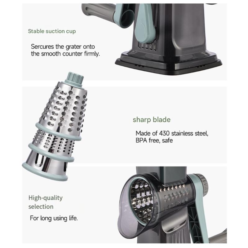 Three Function Manual Grater With modifiable Plates For Slicing Shredding And Grating Vegetables Effortlessly