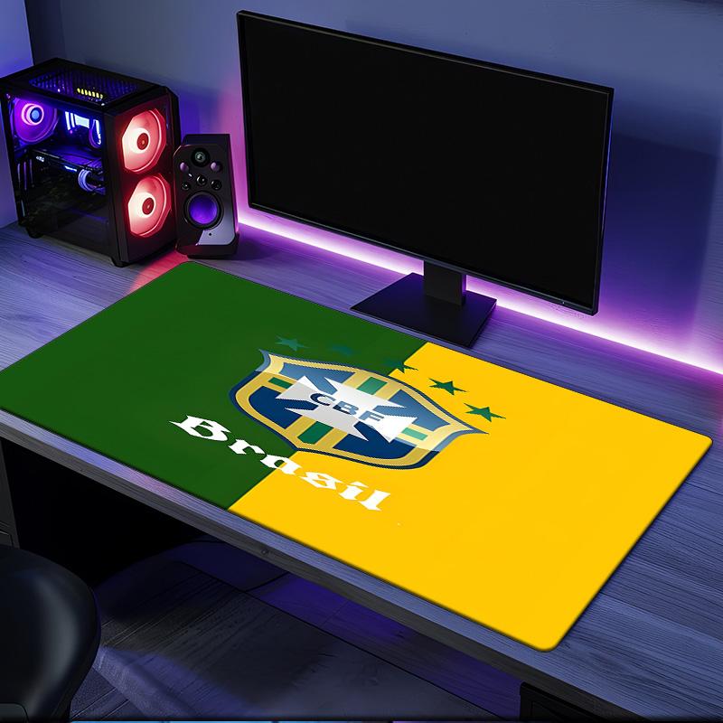 Brazilian Football Federation Emblem mouse pad, rubber base, esports desk mat, mouse pad for gamers and office use, gaming desk , easy to clean mat