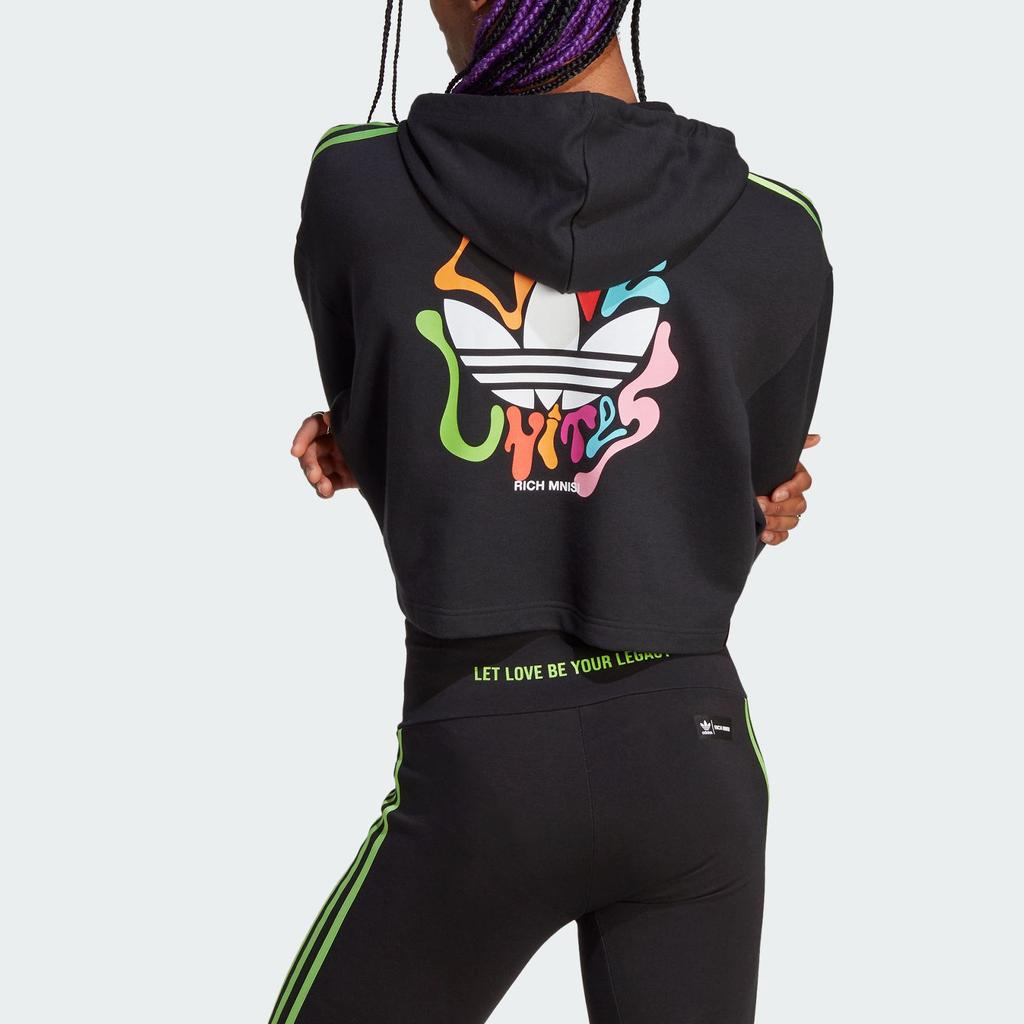 Adidas Originals Pride Crop Hoodie With Trefoil Logo Women Hoodies Black IU0050