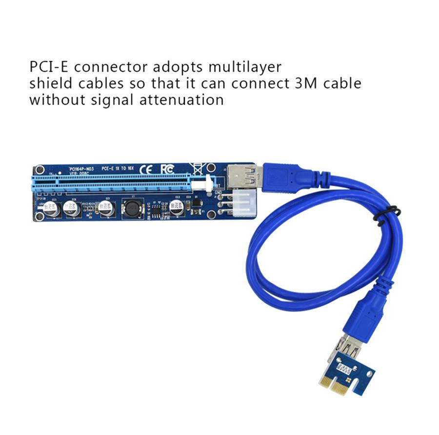 5 Sets 60CM Ver008C PCI-E Riser Card PCI-E 1X To 16X Power Cable USB 3.0 Cable