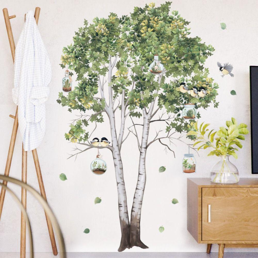Removable Birch Tree Fresh Plant Wall Sticker PVC Background Plants Playroom Decals Decor  Bedroom