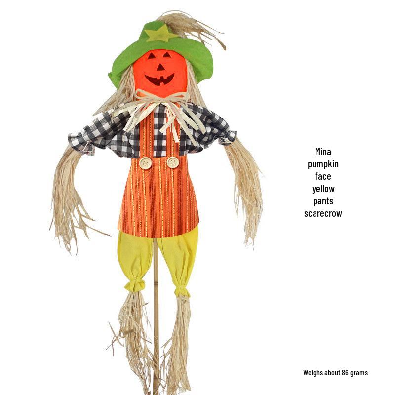 Cute Scarecrow Halloween Decorations: Small & Medium Pumpkin Lanterns for Bar, Party, Haunted House, and Pastoral Themes.