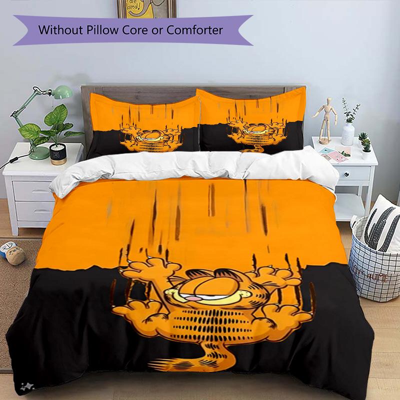 Set copripiumino 3 pezzi (1*Copripiumino + 2*Federe, Senza Nucleo), Set Biancheria da Letto con Stampa Garfield, Decorazione Camera da Letto, Stagione Unica, Regalo di Compleanno