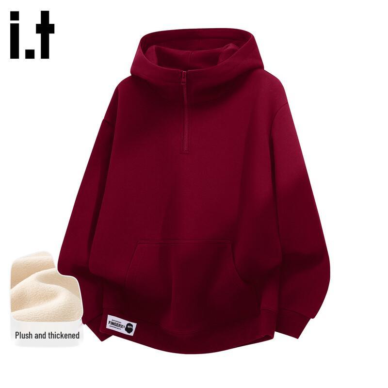 Fingercroxxit Fleece Lined Half-Zip Hooded Sweatshirt