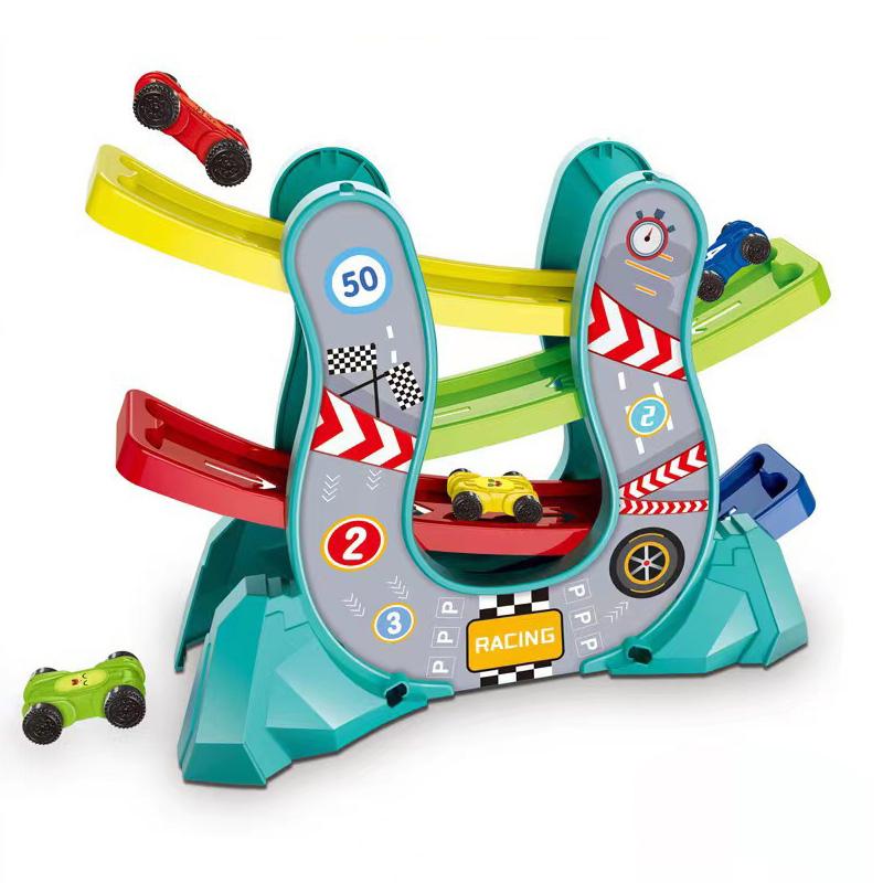 

Ramp Racer Игрушечный автомобильный набор Гоночная трасса Слайд Скользящие машинки 4 уровня Монтессори-образование для малышей Малышей Забавная игрушка в подарок синий