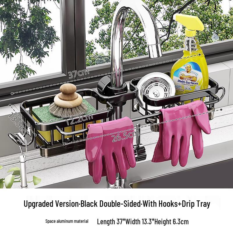 Kitchen Multifunctional Draining Rack & Sink Storage Basket for Sponge & Dishcloth