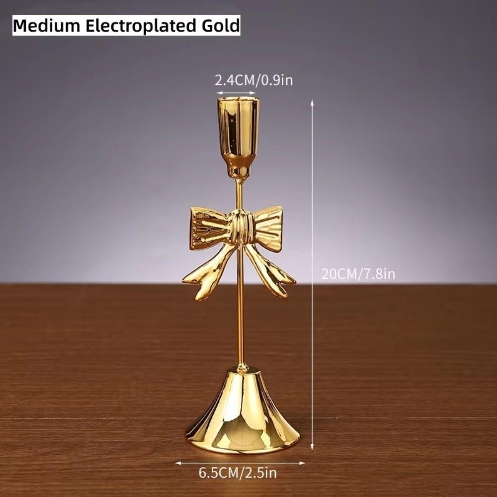 Iron Candlestick Golden Taper Candle Stands Classic Bow Candle Holder  For Wedding/Table Decor