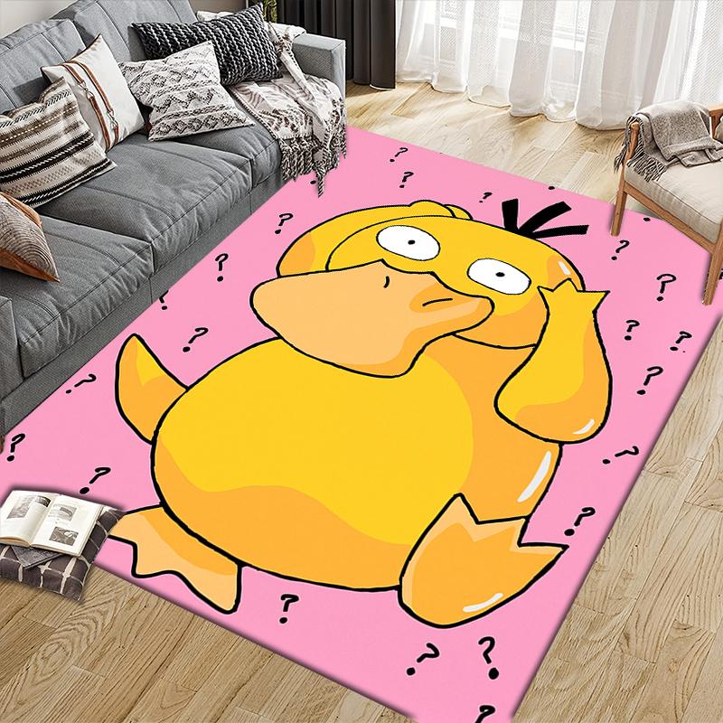 Psyduck Pokemon Square Area Rug, Non-Slip Floor Mat for Living Room, Perfect Gift for Pokemon Fans.chl