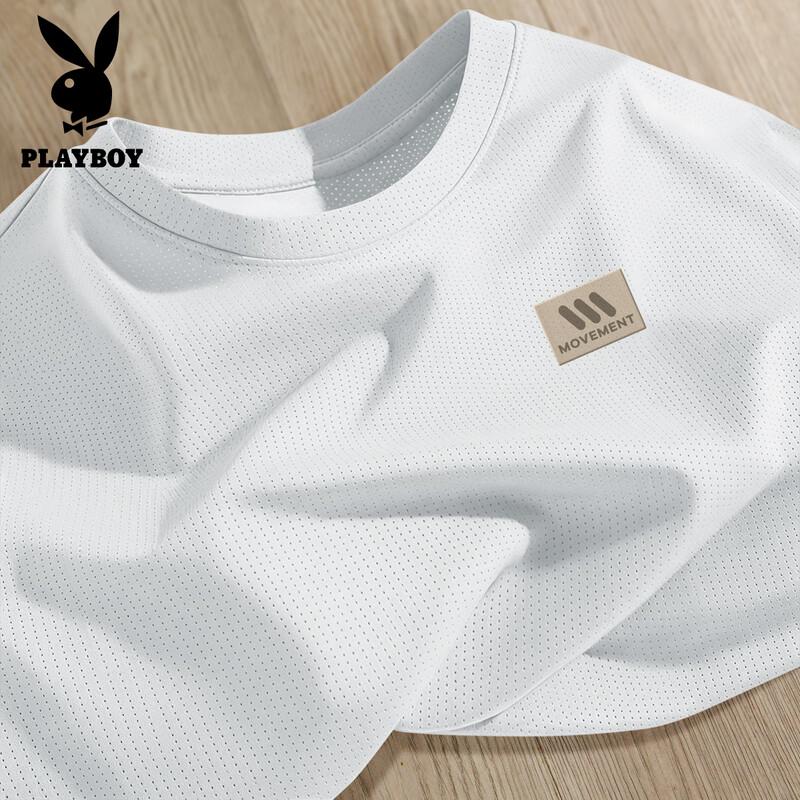 PLAYBOY Men s Ice Silk Quick-Dry Short Sleeve T-Shirt L