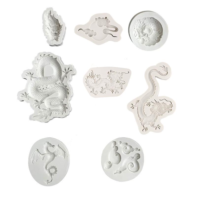 

WTEMPO Набор форм для эпоксидной смолы «Сделай сам» Дизайн «Дракон Лун» Благоприятные облака Формы из силикона для китайского Нового года Декор для дня рождения, свадьбы, вечеринки Формы для изготовления 8pcs светло-серый