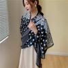 Polka dot silk scarf retro cashew nut color matching black and white scarf autumn and winter new scarf shawl thin travel scarf