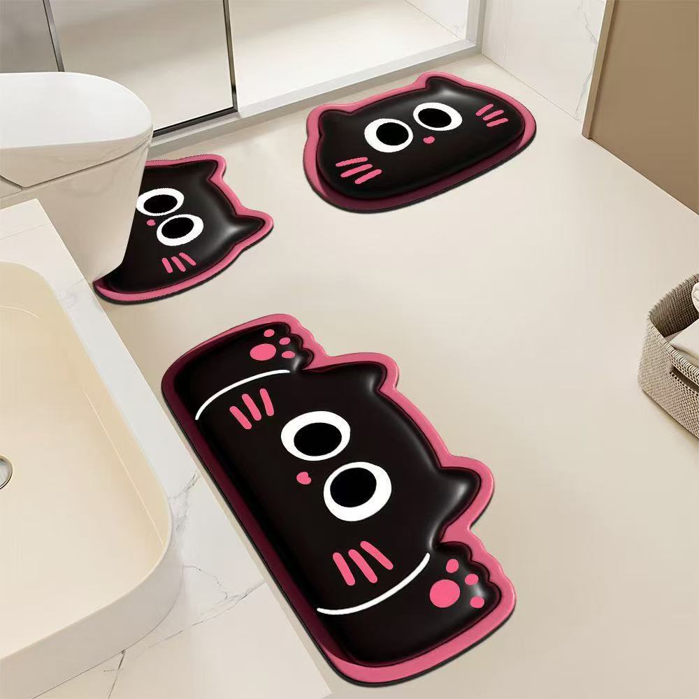 Minimalist Diatomaceous Earth Floor Mat Set Non Slip Bathroom Mat U Shape Toilet Rug Absorbent Dirt Resistant Wash Basin Door Mat