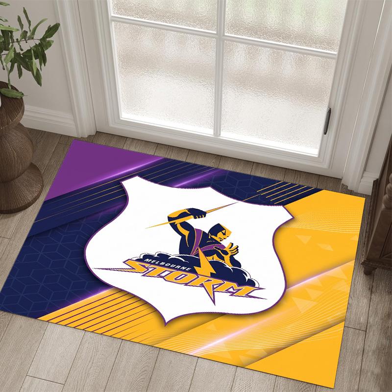 Melbourne Storm Design Crystal Velvet Carpet Cozy Non?Slip Printed Rug For Bedroom Living Room Entrance