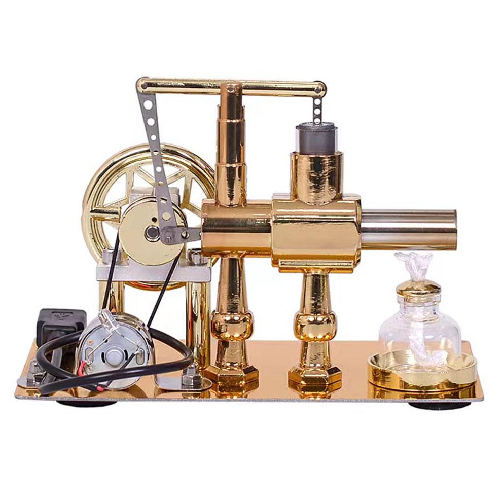 Hot Air Stirling Engine Motor Model Electricity Generator Motor with LED Bulb Six-pointed Star