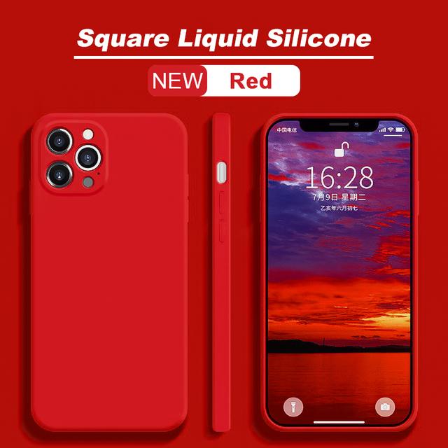Square Liquid Silicone Phone Case For iPhone 14 Pro Max 13 11 12 Mini XR XS 7 8 Iphone 15 Pro Max Shockproof Back Cover