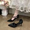 Thin Heeled Hollow Sandals 2026 Spring New Pointed Sexy High Heels, One Button Large Leopard Print Women's Shoes
