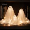 Outdoor Halloween Decorations 3Pcs Lighted Ghost Table Decor, LED Lamp, White Luminous Adjustable Height Decor Centerpiece, Spooky Tabletop