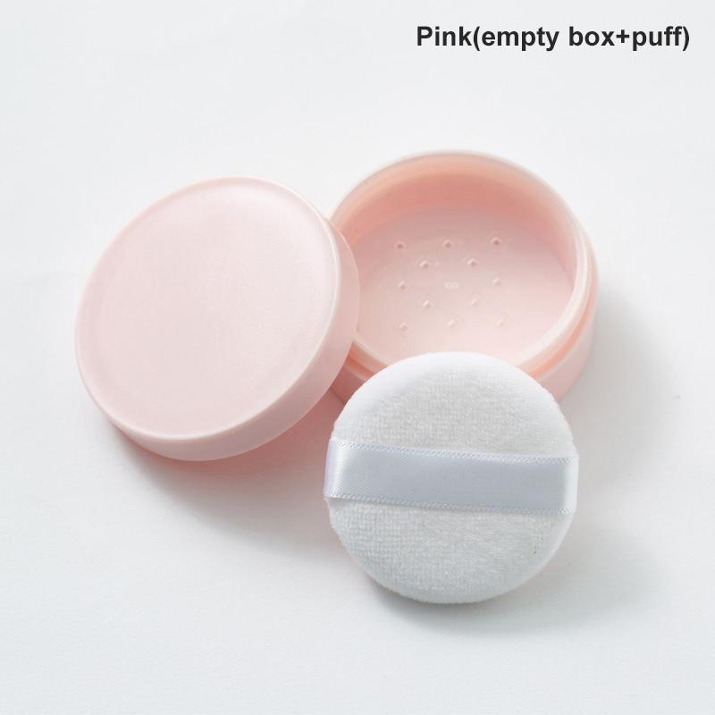 Loose Powder Jar with Puff Refillable Empty Box with Sifter Grid Lid Cosmetics Container Plastic Packaging Case, Makeup Tool, 5g