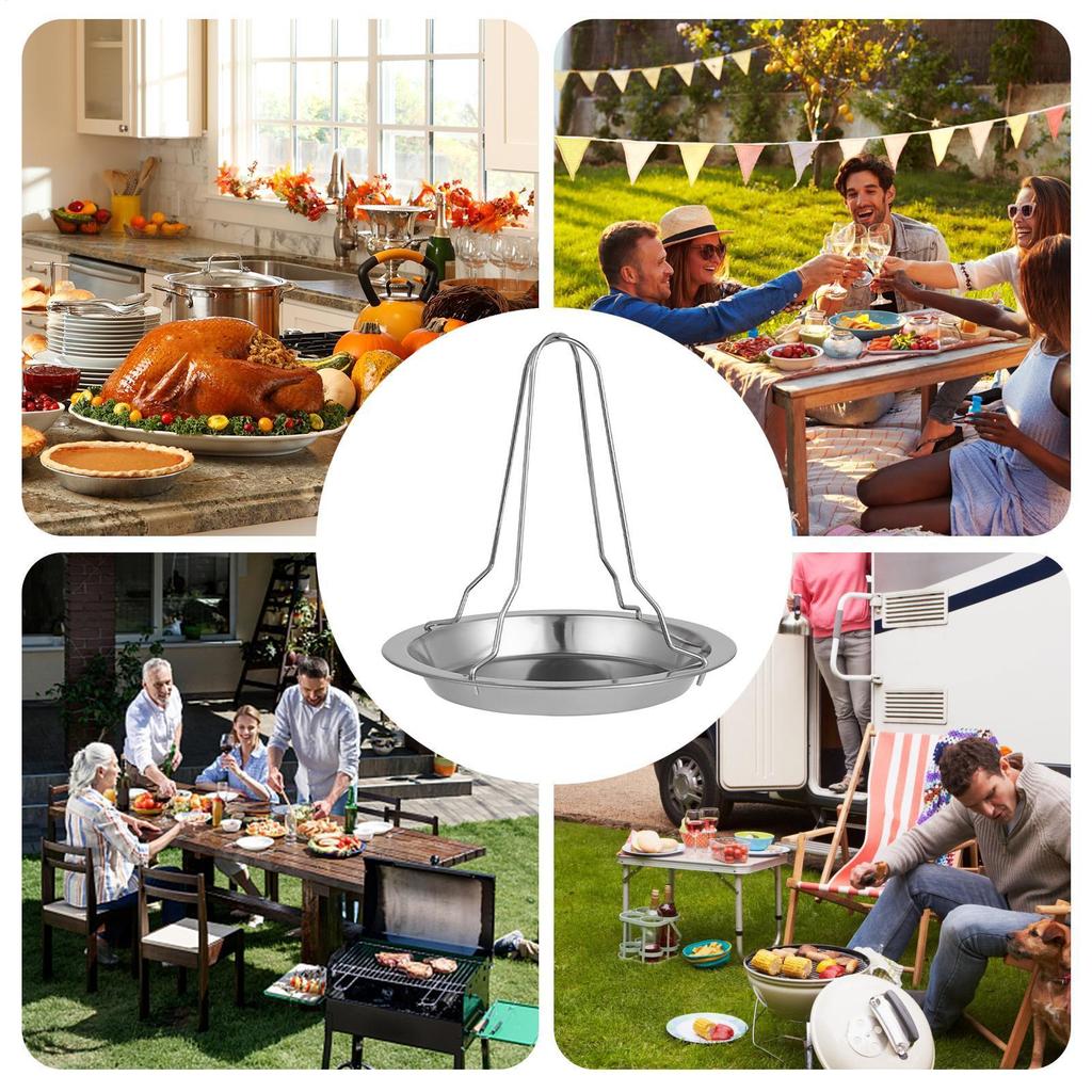 Stainless Steel Roasting Chicken Rack Large Outdoor Chicken Oven Stand Vertical Non-Stick Folding Duck Rack Chicken Grill Stand