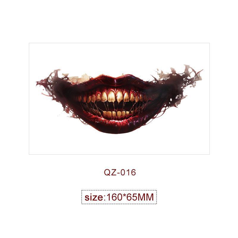 Halloween Horror Big Mouth Face Tattoo Stickers for Party Masquerade