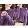 Women's Wool Knit Cardigan Jacket Loose Polo Collar Sweater Outer Solid Color Button Knit Shirt Pullover Korean Autumn Winter T-shirt